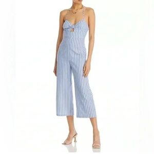 NWT- blue and white stripe halter jumpsuit- Bloomingdale’s xl- keyhole front